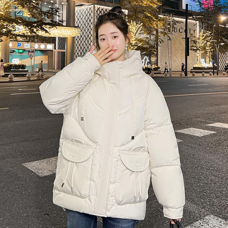

Bread clothes short down clothes women s loose autumn and winter coats thickened jackets new models M білий