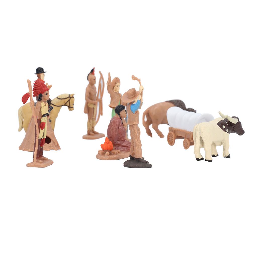 10Pcs Cowboy and Indian Action Figures Strong Durable PVC Rich Details Cowboy Figurines for Kids