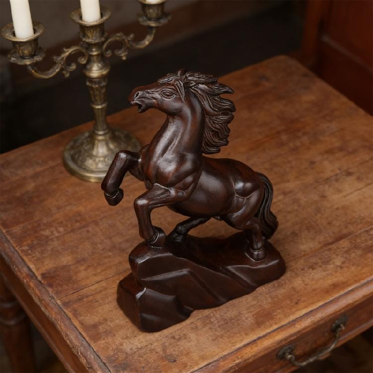 Wood Horse Statues Handmade Horse Figurine Sculptures Home Decors Table Ornament Collectible Figurines Gift Women Men