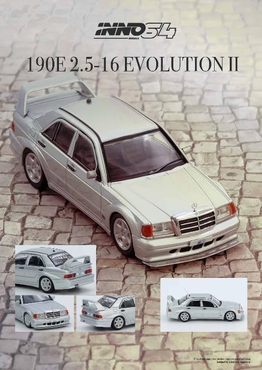 Inno Models Scale Mercedes 190E Silver Finished Product 1/64 190E-SIL