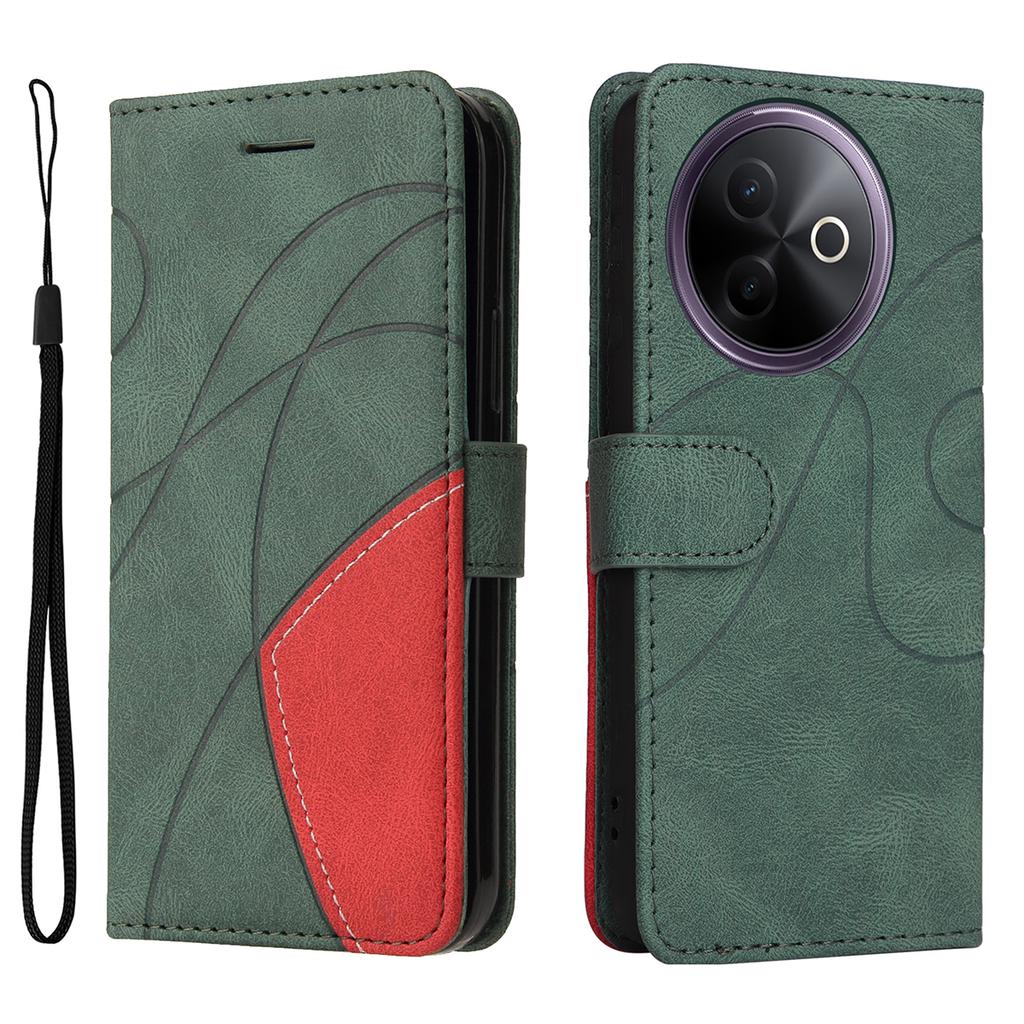 Für vivo Y39 5G Leder Handyhülle Ständer Brieftasche mit zweifarbigem Spleißdesign