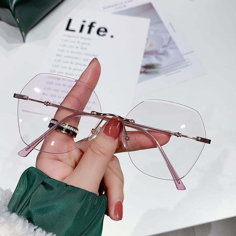 New frameless gradient anti blue light myopia glasses 3302 stylish design for eye protection