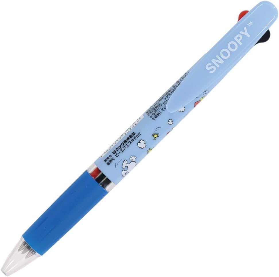 Snoopy Ballpoint 3 Jetstream Made In D Set and Name Pen, Colors, 0.5mm, Japan, (Pen Sticker)