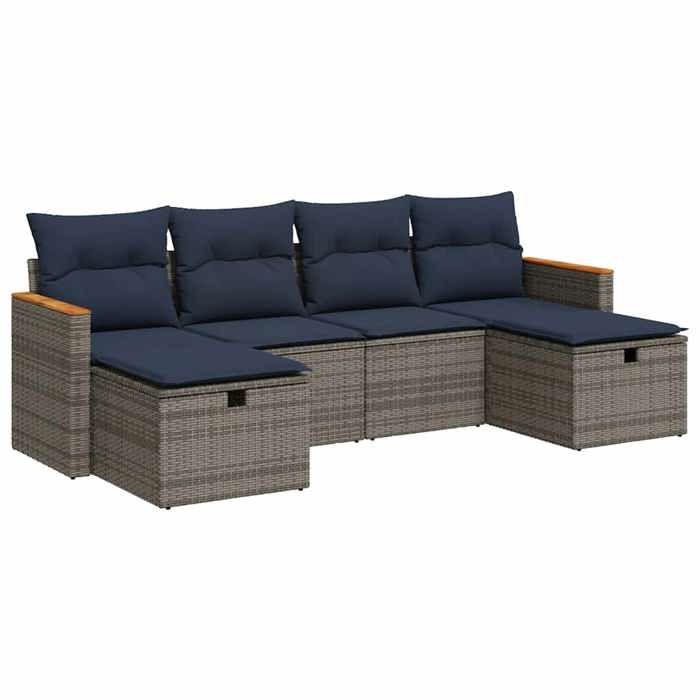 VidaXL Garden Lounge Set 6 Pcs with Grey Cushions Wicker 3325946