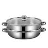 Bbslauu Stainless Steel Two-Tier Steamer, Multi-functional, with Glass Lid, Gas and Induction Compatible, Silver (28cm - Two Tiers)