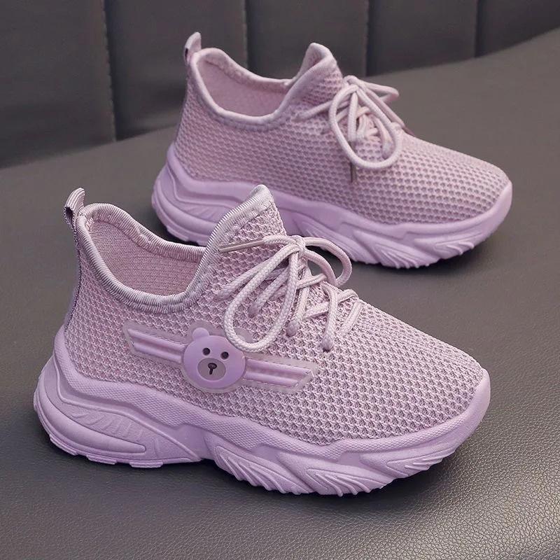 

2025 Детская обувь Повседневные кроссовки для мальчика Детская обувь для девочки Сетчатая дышащая обувь для бега для девочки Модная обувь Мягкая подошва Zapatos 30 insole 18.6cm фиолетовый