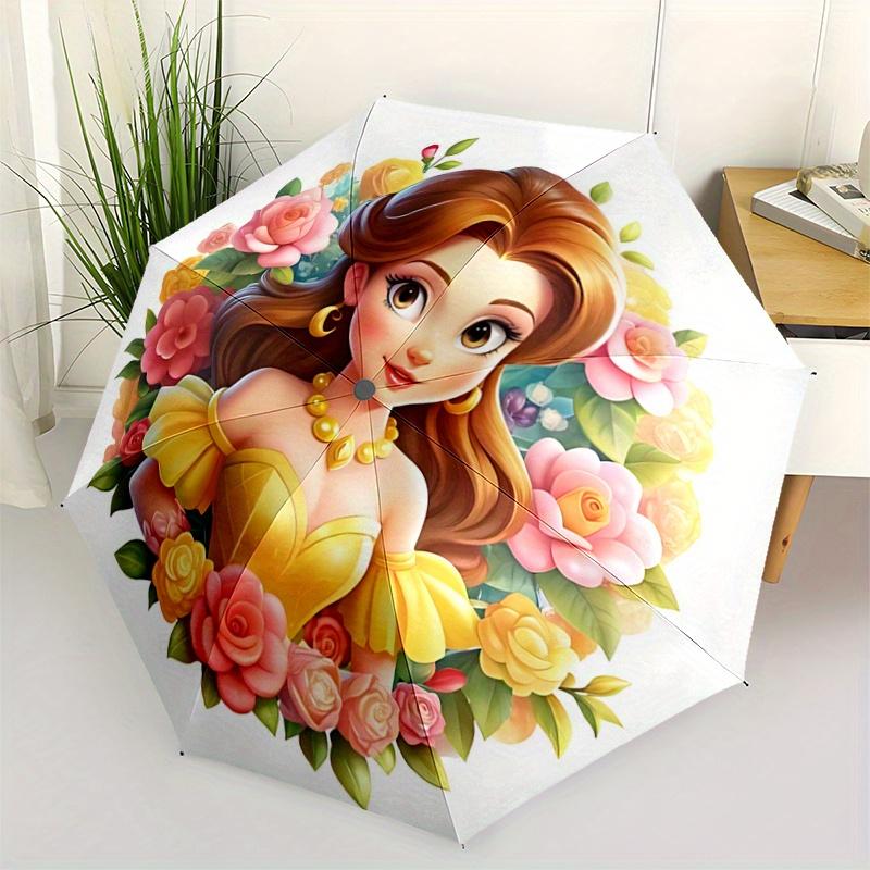 

1pc Happy Rapunzel Cartoon Umbrella, Portable 3-Fold Compact Umbrella, Suitable for Camping, Hiking and Travel, Ideal Easter Birthday Gift f