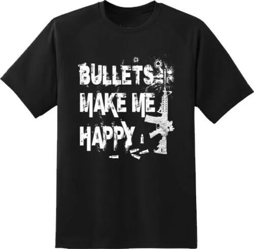 

Bullets Makes Me Happy. 2nd Amendment Gun Freedom T-Shirt 100% Cotton O-Neck Summer Short Sleeve Casual Mens T-shirt Size S-3... S разноцветный