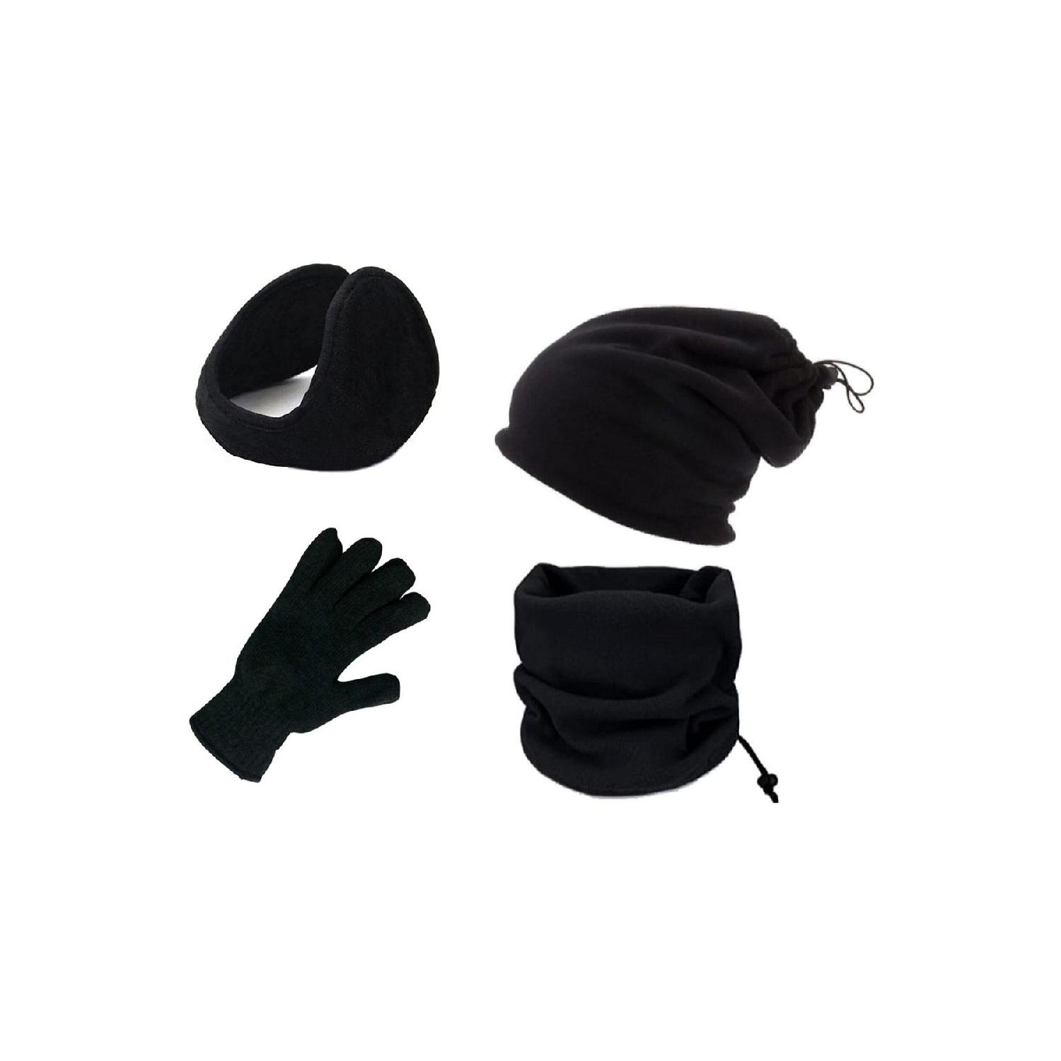 

Set Of 4 Polar Neck Collar-beanie-headphones And Wool Gloves