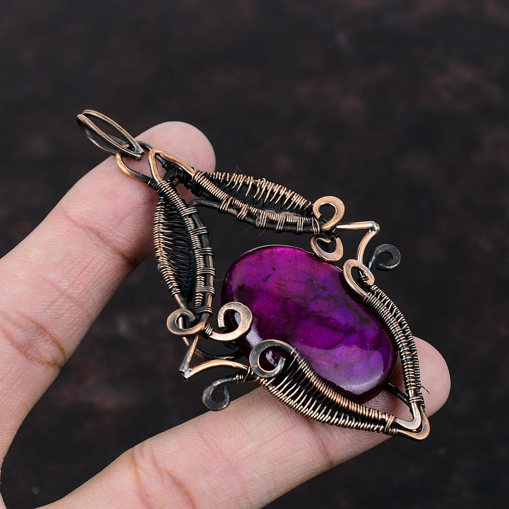Pendentif Labradorite Feu Violette Pendentif Enveloppé de Fil de Cuivre Pendentif Fait Main Bijou Unique en Cuivre Pendentif Pierre Gemme de Qualité Supérieure Cadeau pour Maman
