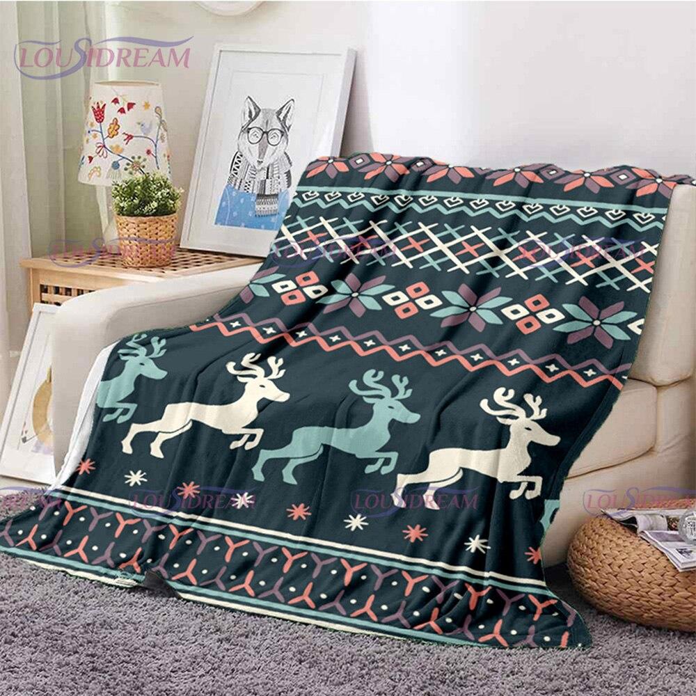 Merry Christmas Santa Claus Blanket Soft Flannel Throw Blanket for Home Bedroom Sofa Travel Office Snowflake Rest Cover Blanket