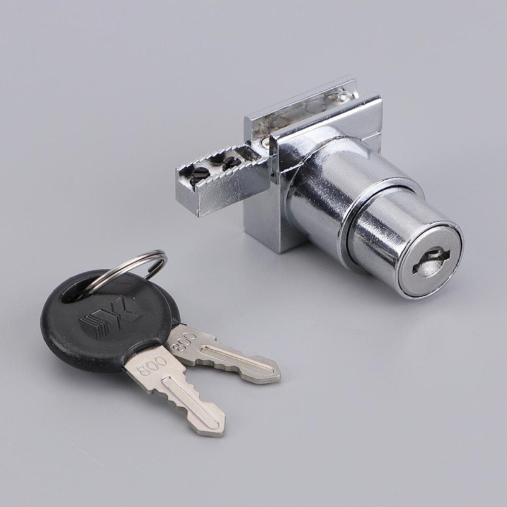 Glass Door Slide Lock with Keys Zinc Alloy Showcase Display Cabinet Sliding Glass Door Lock for 5-8mm Glass Furniture Hardware