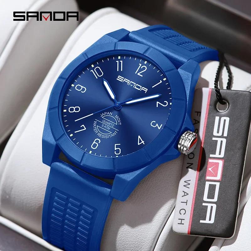 SANDA 6212 Sports Waterproof Student Quartz WatchMen And Women Student New Quartz Simple Watch Silicone Strap Multifunctional