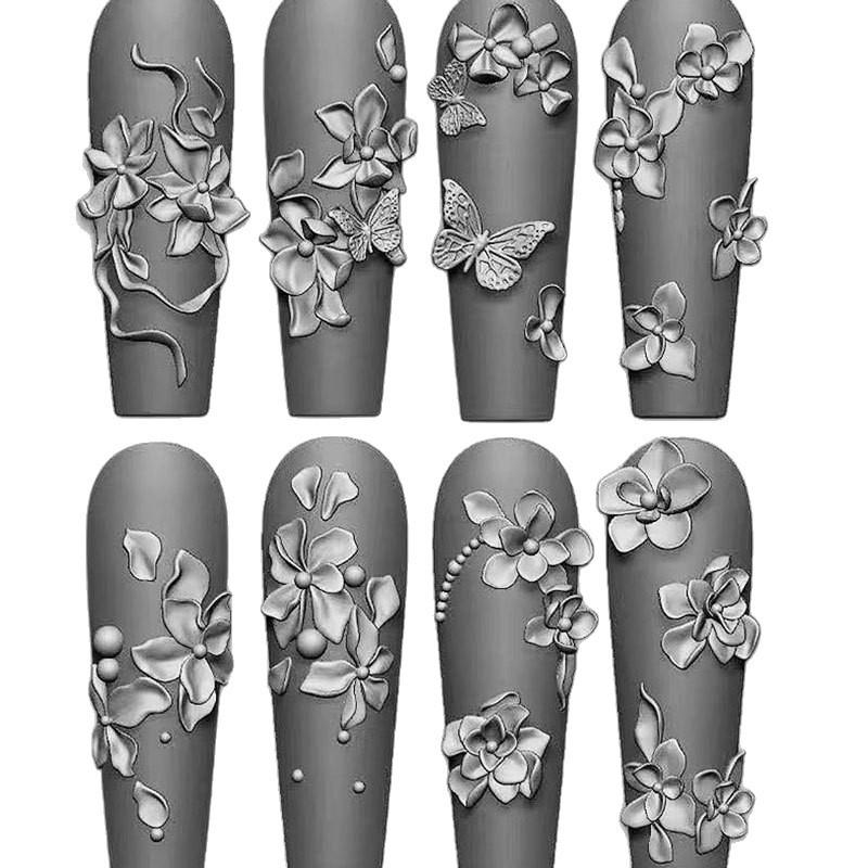3D Mini Silicone Mold Butterfly Flower Nail Art Decorations Nails Diy Design Flower Shell Nail Mold Stamping Plate Manicure Mold