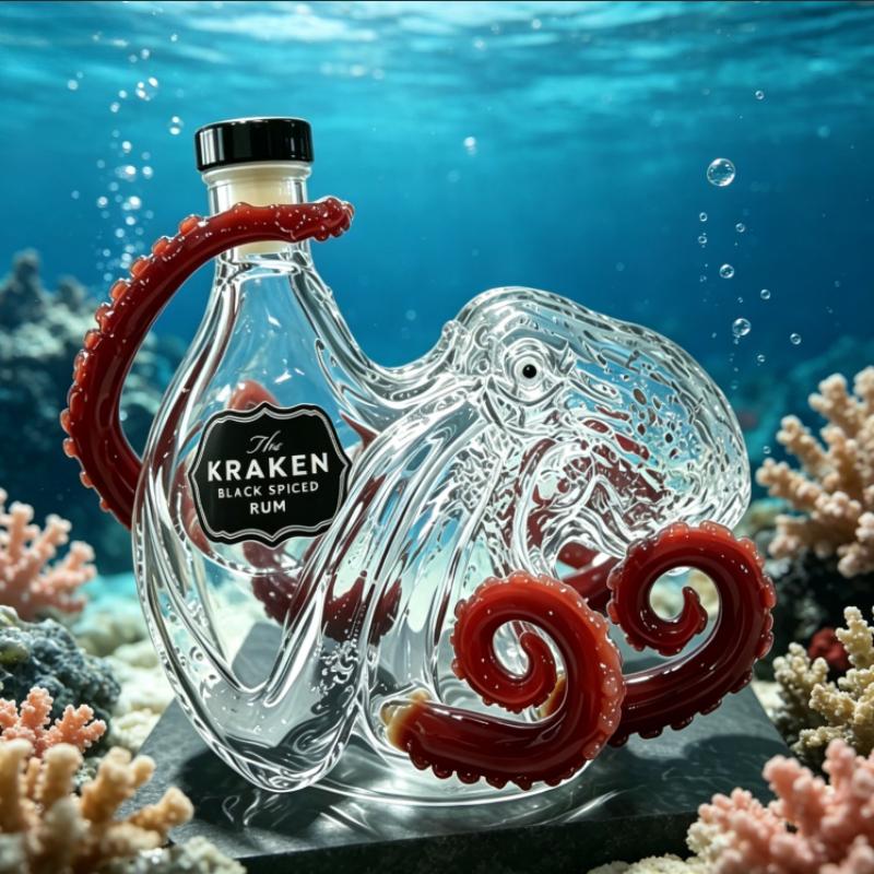 Kraken Tentacle Glass Decanter Vivid Red Unique Sea Creature Design Whiskey Vodka Bottle Home Bar Decorative Alcohol Contai