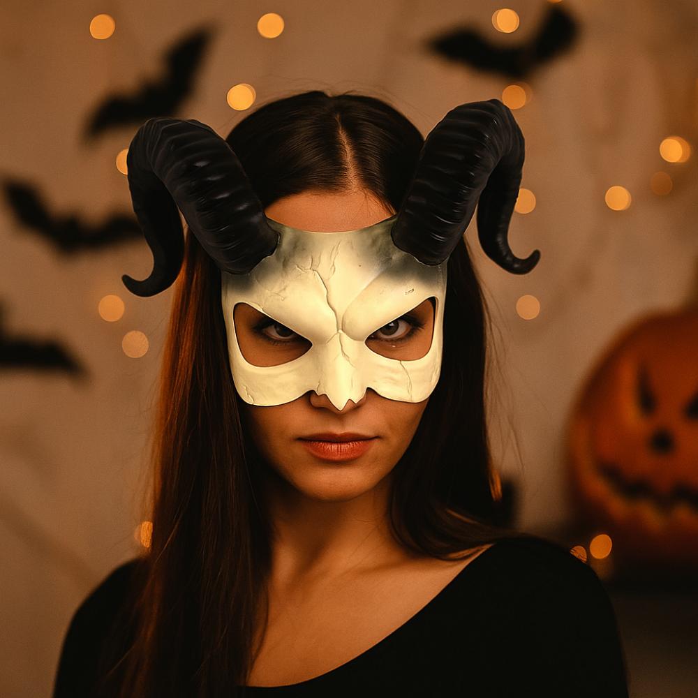 Animal Sheep Horn Mask Plastic Demon Mask Gothic Halloween Mask  Dress Up Party