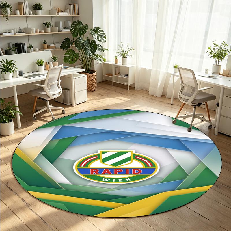 Rapid Wien FC Printed Round Crystal Velvet Rug Soft Non Slip Floor Carpet For Bedroom Holiday Gift