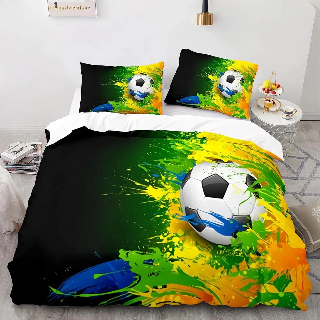 3D Print Soccer Sports Game Comfortable Duvet Quilt Cover Pillowcase Bedding Set Children Bedroom Decoration Home Textile