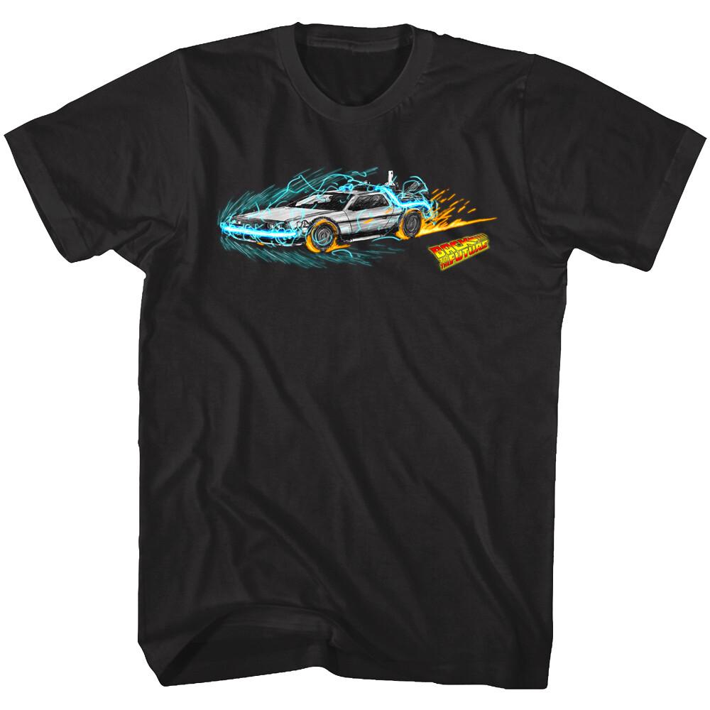 Back to The Future Lightning DeLorean Car Men T Shirt Time Machine Painting XXXXL