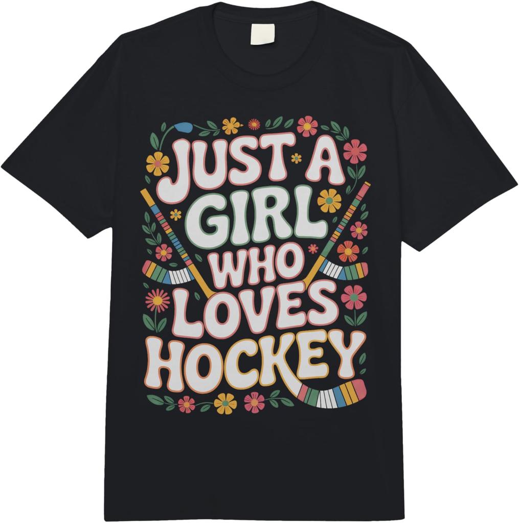 Just A Girl Who Loves Hockey Proud Female Hockey Players Comfort Colors Adult Heavyweight Unisex Fashion Loose Cotton T-Shirt