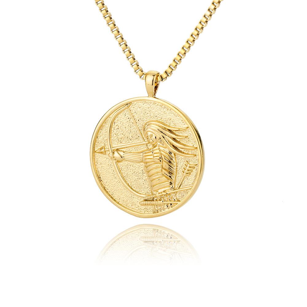 Queen Elizabeth Gold Coin Necklace, Titanium Plated 18K Gold, Ins Women's Collarbone Chain, Creative Gold Coin Accessories