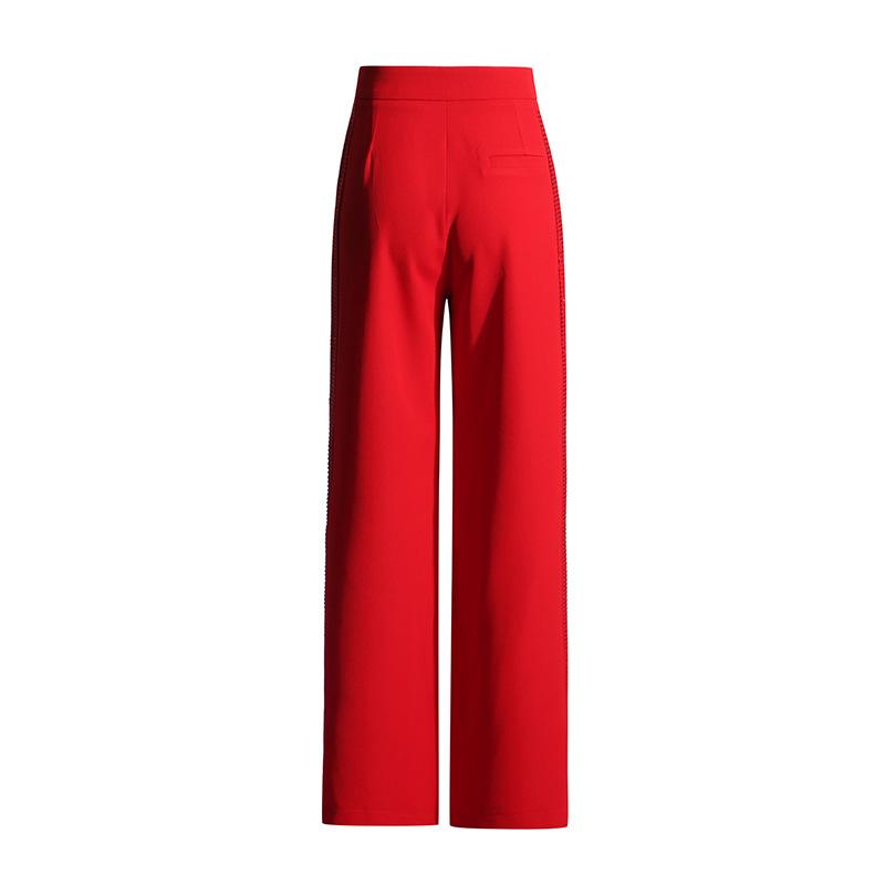 Fashionable and Temperamental, with A Solid Color, A High-waisted Straight Leg, A Side Diamond Trim, and A High-end Sense of Long Suit Pants