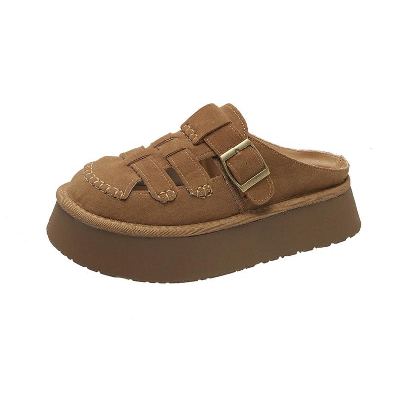 Two wearing bag head sandals, women wear new thick-soled muffins in summer, lazy and one pedal