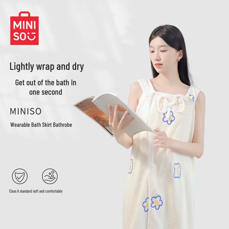 MINISO Women s Coral Fleece Wearable Bath Towel Robe