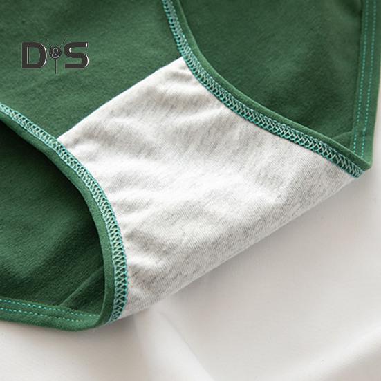 Japanese Style Teenage Girls Panties Cute Bear Pattern Green Cotton Crotch Briefs Mid Rise Cartoon Student Underpants