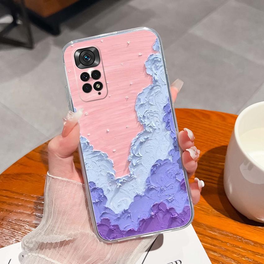 Para Redmi Note 11 11S 11T 12 12S Pro Plus Turbo Capa de Telefone Padrão de Laço Rosa Bonito Silicone Transparente de Alta Qualidade Capa Antiderrapante Para Carcaça Redmi