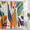 Colorful Abstract Shower Curtain 72x72inch Waterproof Bath Curtian Accessory Set 12 Hooks, Boho Tropical Floral Bath Curtain Set