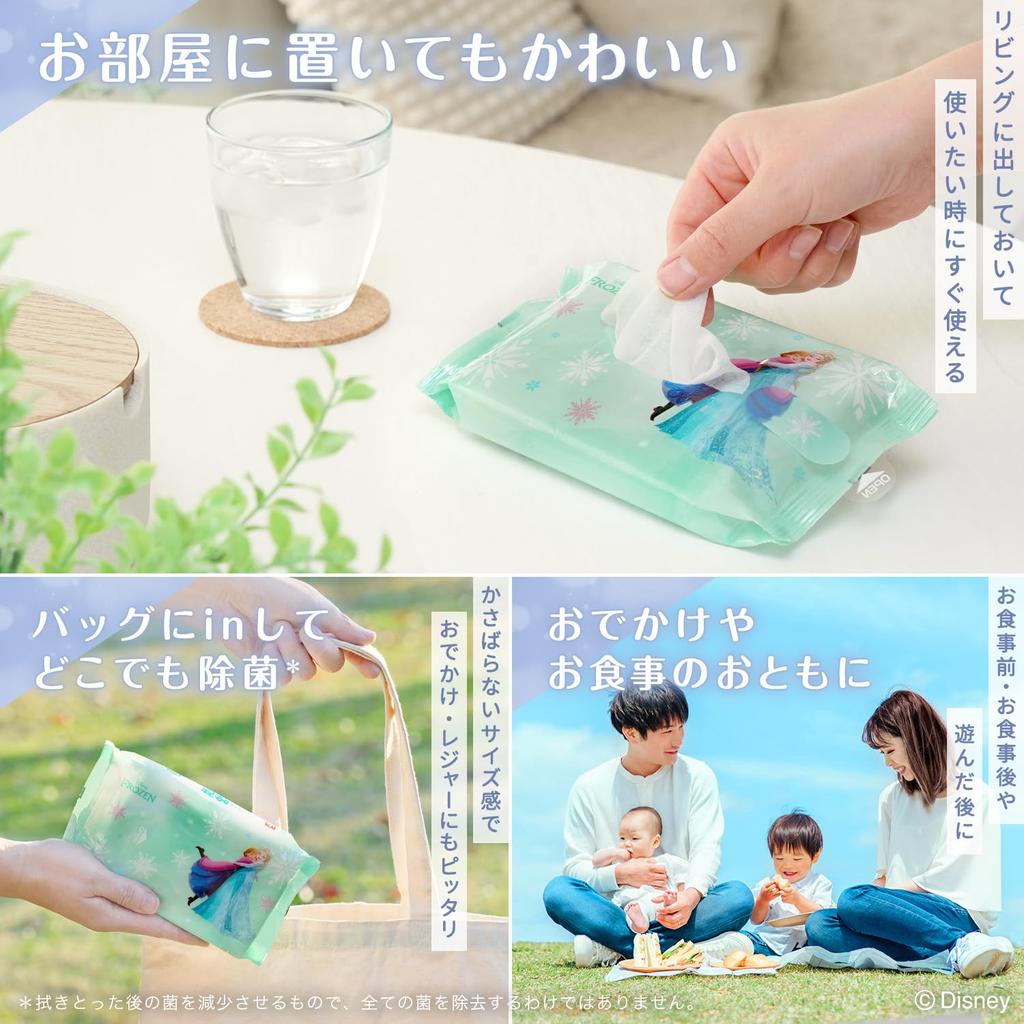 LEC Disney Disinfecting Wet 60 Sheets X 12 Packs Tested for Disinfection Performance Made In Japan Alcohol-Free Wipes, (Frozen) / / Additive-Free /
