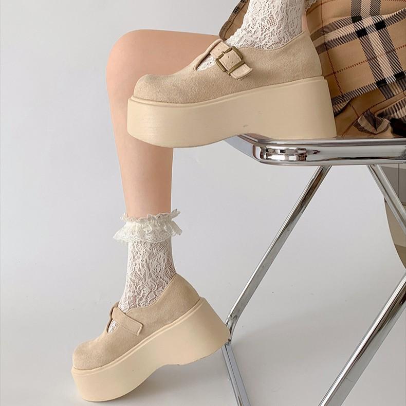 Black British style platform small leather shoes women's 2025 new autumn versatile skirt French Mary Jane single shoes