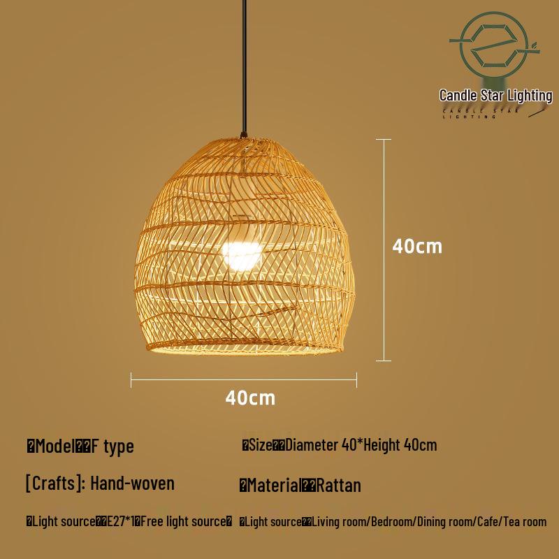 Zen Style Bamboo Rattan Pendant Light for Tea Rooms and Restaurants