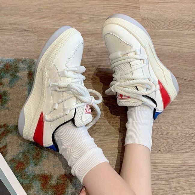 Autumn Platform White Shoes Black and White Panda Skateboard Couple Country Bread Shoes Casual Sports Shoes