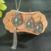 Ethnic Temperament Water Drop Earrings Necklaces Set for Women Vintage Hollow Drop Glaze Tassel Necklace Boho Female Jewelry