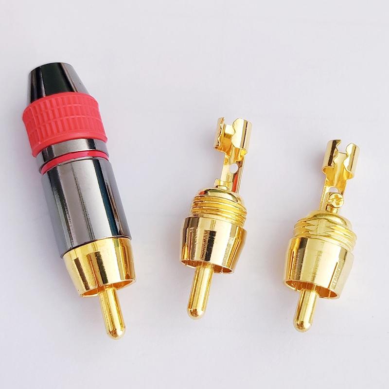 2Pcs Rca Male Plug Connector Non Solder Av Audio Video Locking Cable Plug Adapter Or Audio Cable Plug Video Cctv Camera Rca Jack