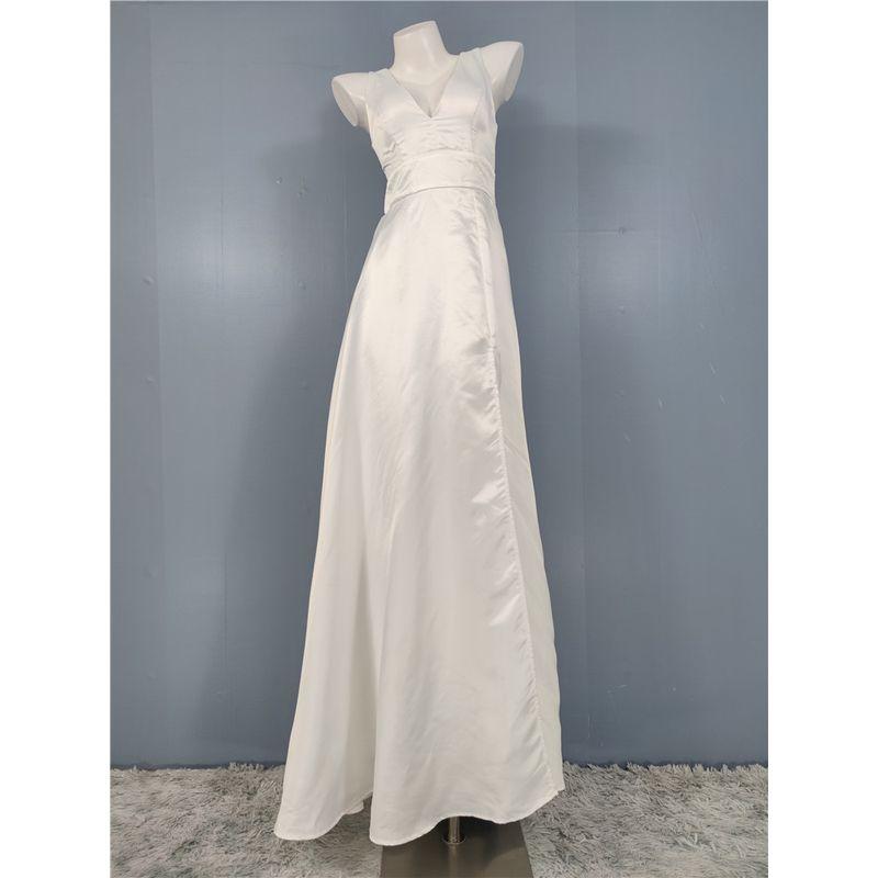 

Export Single Lu Family Sexy Double V Neck Elegant and Beautiful Adult Lady like Woman Sleeveless Versatile Elegant Big Hem Retro Dress Female White L