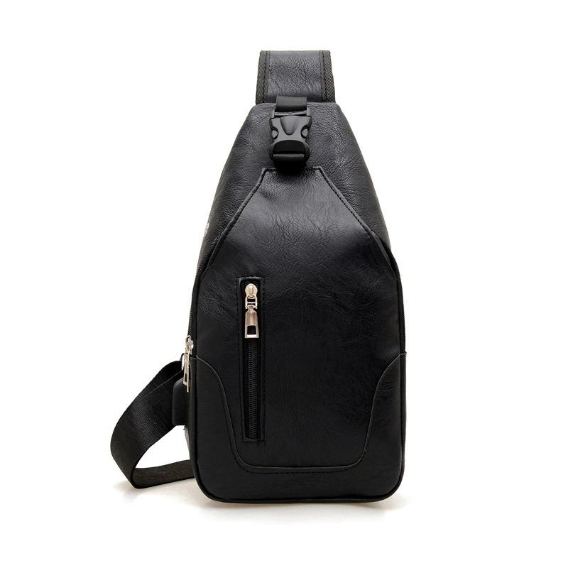 Waterproof PU Chest Bag with USB Port, Casual Travel Sling Bag Perfect Christmas Gift