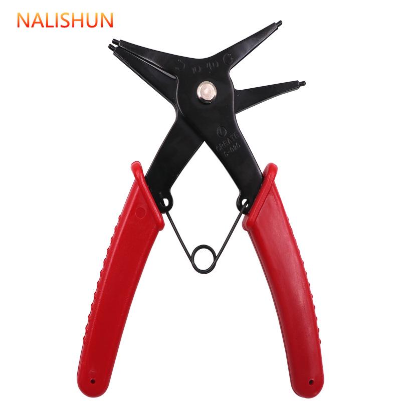 Dual-Purpose Snap Ring Pliers: Internal/External Retaining & Curved Door Shaft Pliers