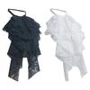 Renaissances Ornate Layered Ruffle Lace Faux Collar Shirt Front Jabot Necktie For Historical Cosplay Costume Enhancement