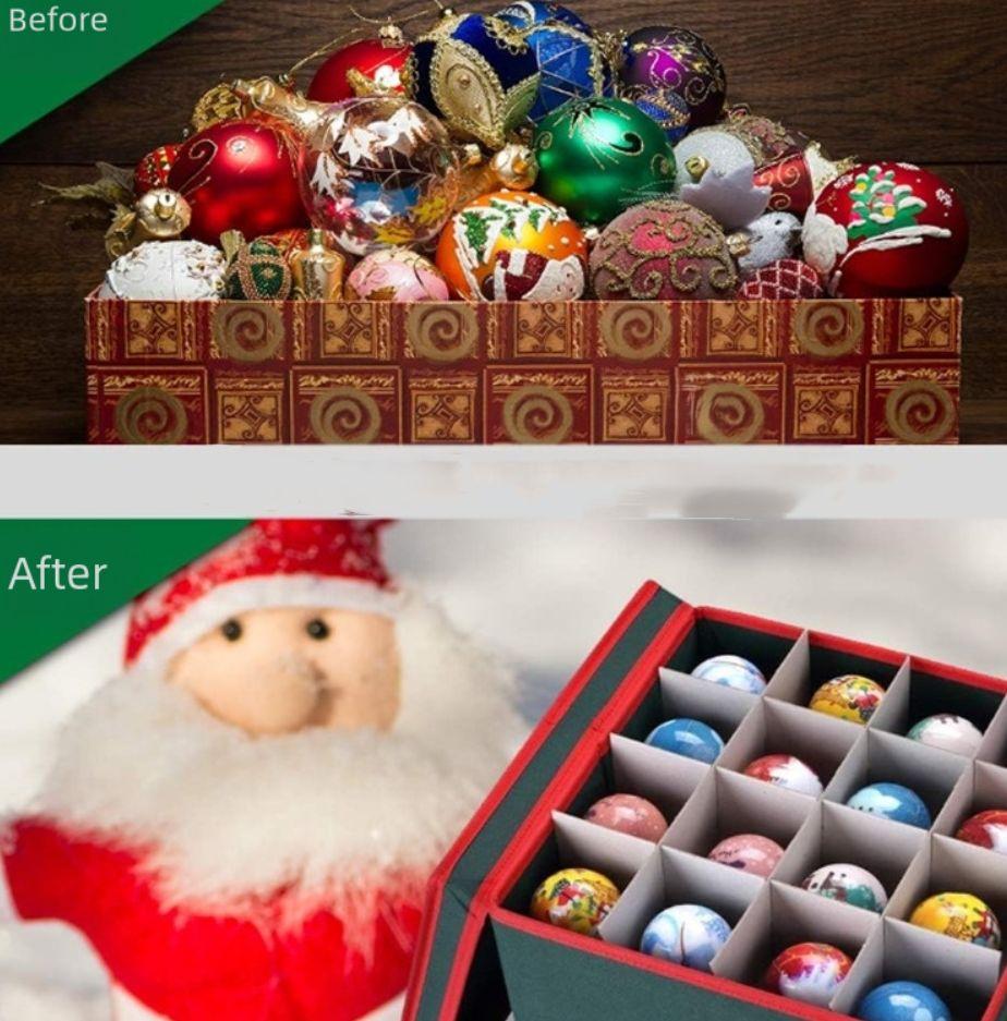 Christmas Ornament Storage Box Made With Durable-Oxford Polyester Material Holds Up To 64 Holiday Ornaments Decoration Balls