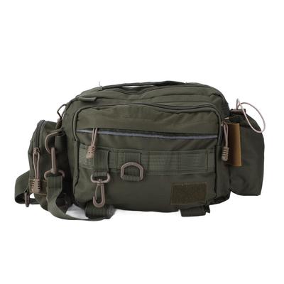 Fishing Tackle Bag Nylon 600D Fishing Gear Sling Pack with Waist Belt for Outdoor CyclingMilitary
