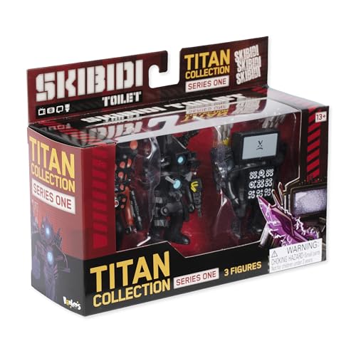 Skibidi Toilet Titan 3-Pack - Complete Collection, Officially Licensed Toilet Goods, Black