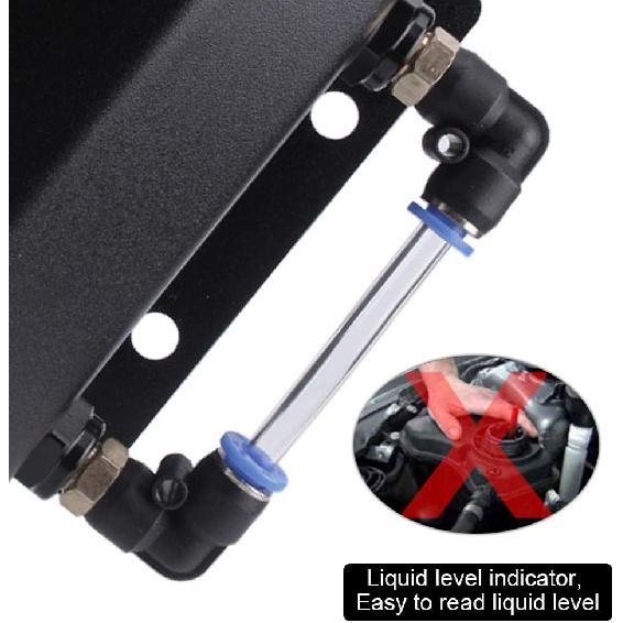 RASTP Universal 1L Coolant Overflow Tank, Aluminum Coolant Radiator Tank,Reservoir Expansion,Black