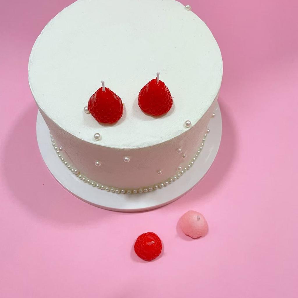 Birthday Cake Candle Strawberry Candle Children's Cute High-end Cake Ornament Decoration for Girls Valentine's Day