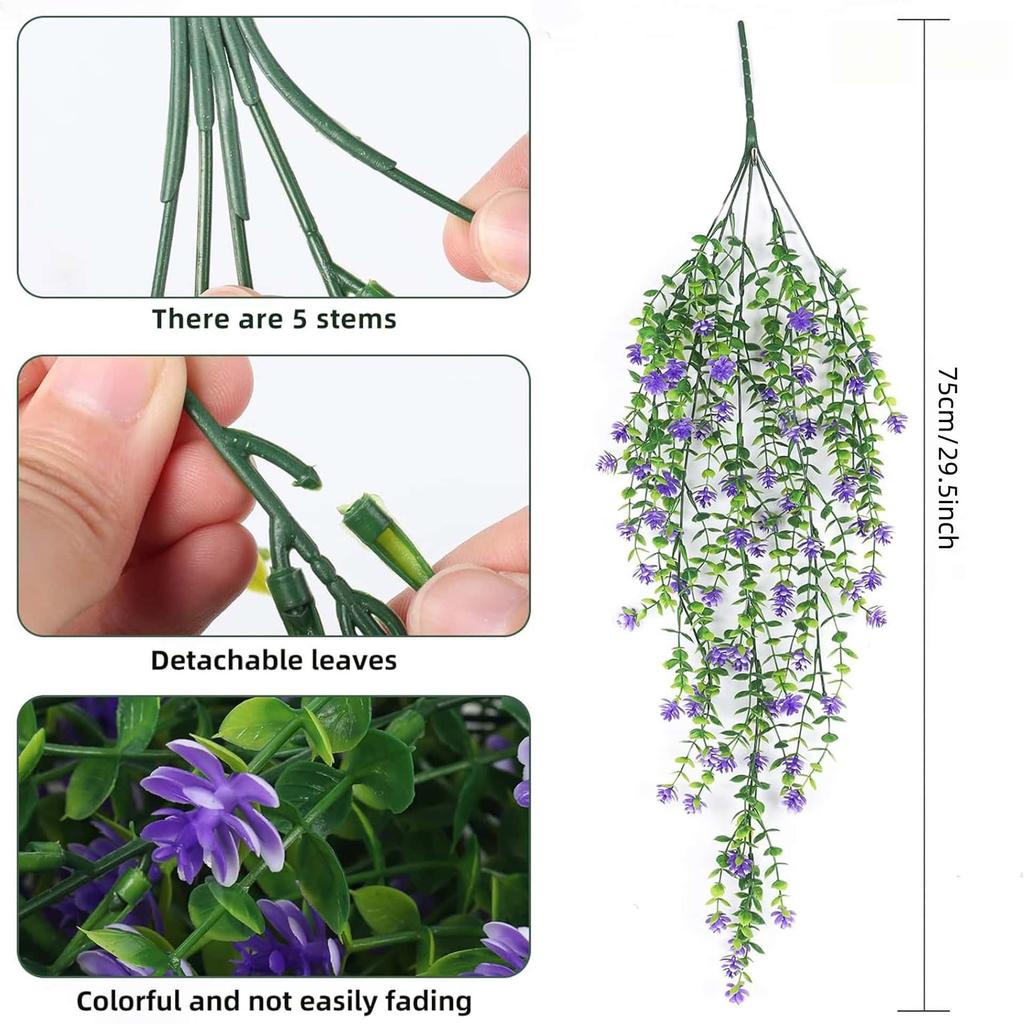 2pc UV Resistant No Fade Artificial  Flowers Eucalyptus Camellia Hanging Realistic Faux Floral for Outdoor Indoor Wall Decor