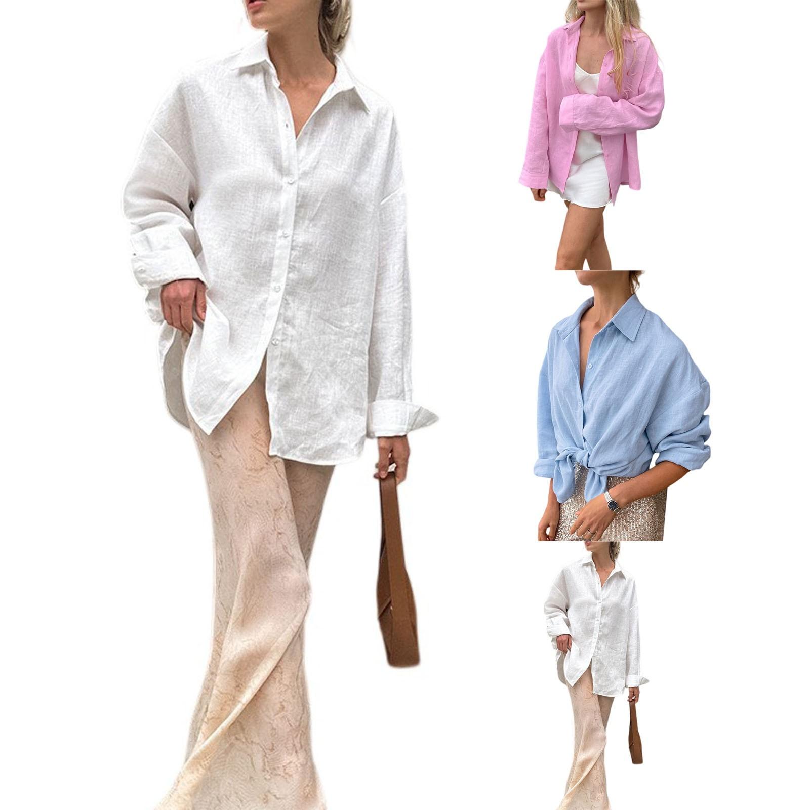 

Women s Cover Up Long Sleeve Button-Up Beach Shirt Clothing XL білий