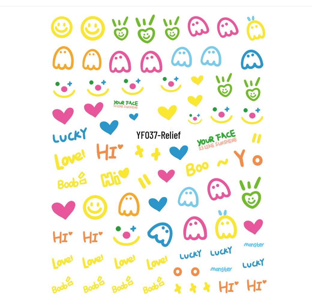 Childlike Embossed Nail Art Stickers: Cute Little Bear DIY Graffiti CCD Stickers Embossed Style 7.2*9.3cm