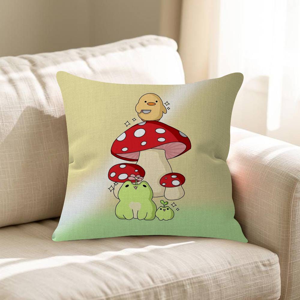 Cartoon Frog Mushroom Pillowcase Toon Gift Cushion Cover Bedroom Home Sofa Chair Seat Decor Pillow Case